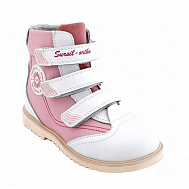 Ботинки ортопедические Сурсил-Орто демисезонные для девочек 23-207 белый/розовые.