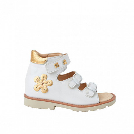 Сандали ортопедические Мега Ортопедик для девочек 051 14 30-80 белый/золотой. Изображение 2 из 4